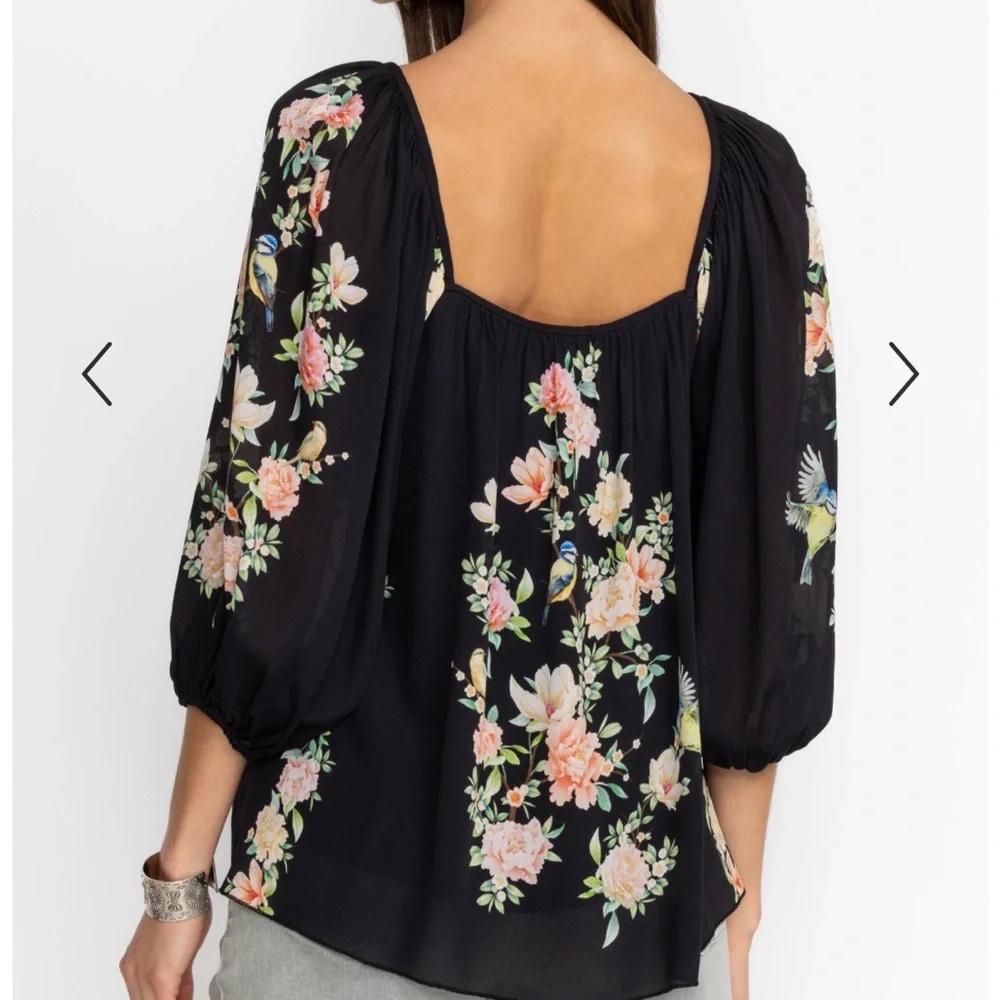 NEW NWT Johnny Was BYRDIE VISCOSE BLOUSE Floral Black size M - Picture 3 of 10